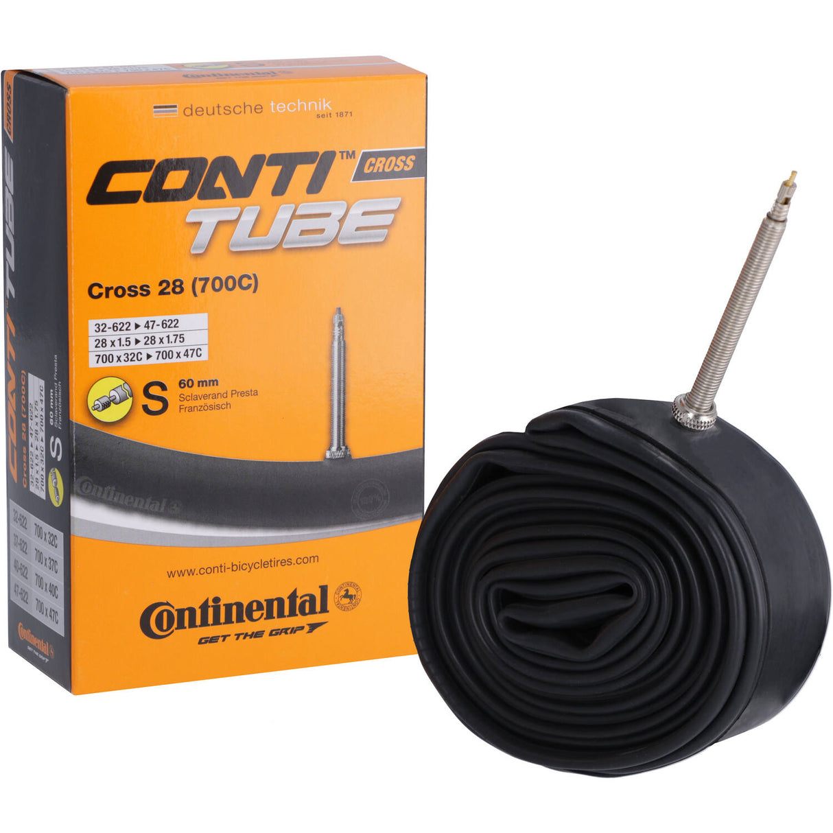 Continental Inner Tube Cross 28 32 47-622 FV SV 60mm
