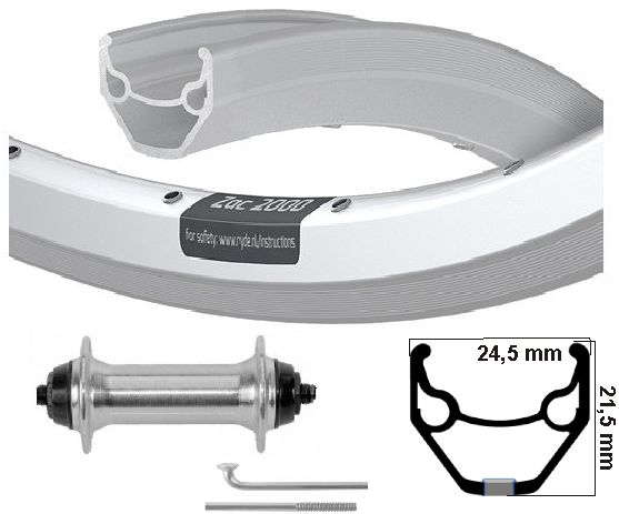 KGS przednie koło 28 cali (622) ALU Odpadaj ZAC 2000 Srebrny Hub
