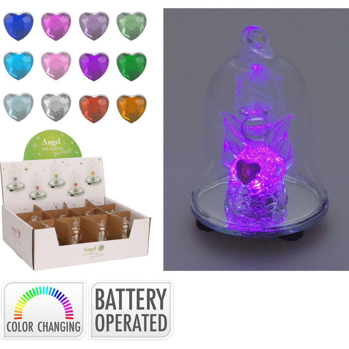 Home styling glasbel met engel led 8cm