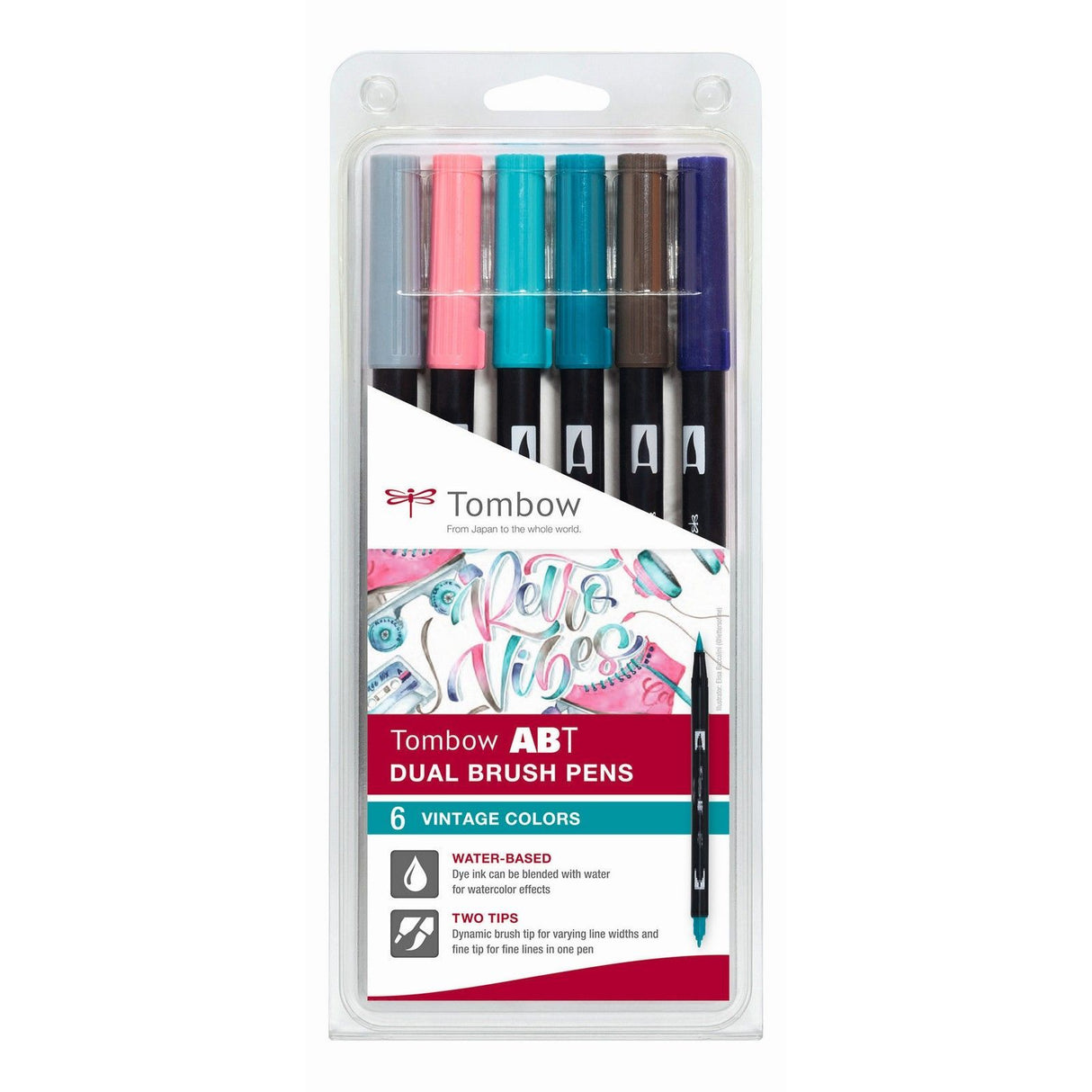 Tombow • abt dual brush pen set vintage kleuren 6pcs
