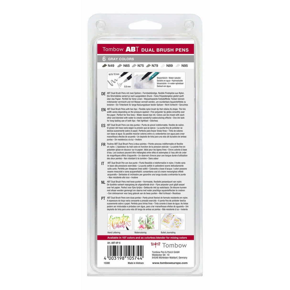 Tombow • brush pen abt dual brush pen 6x gray colors