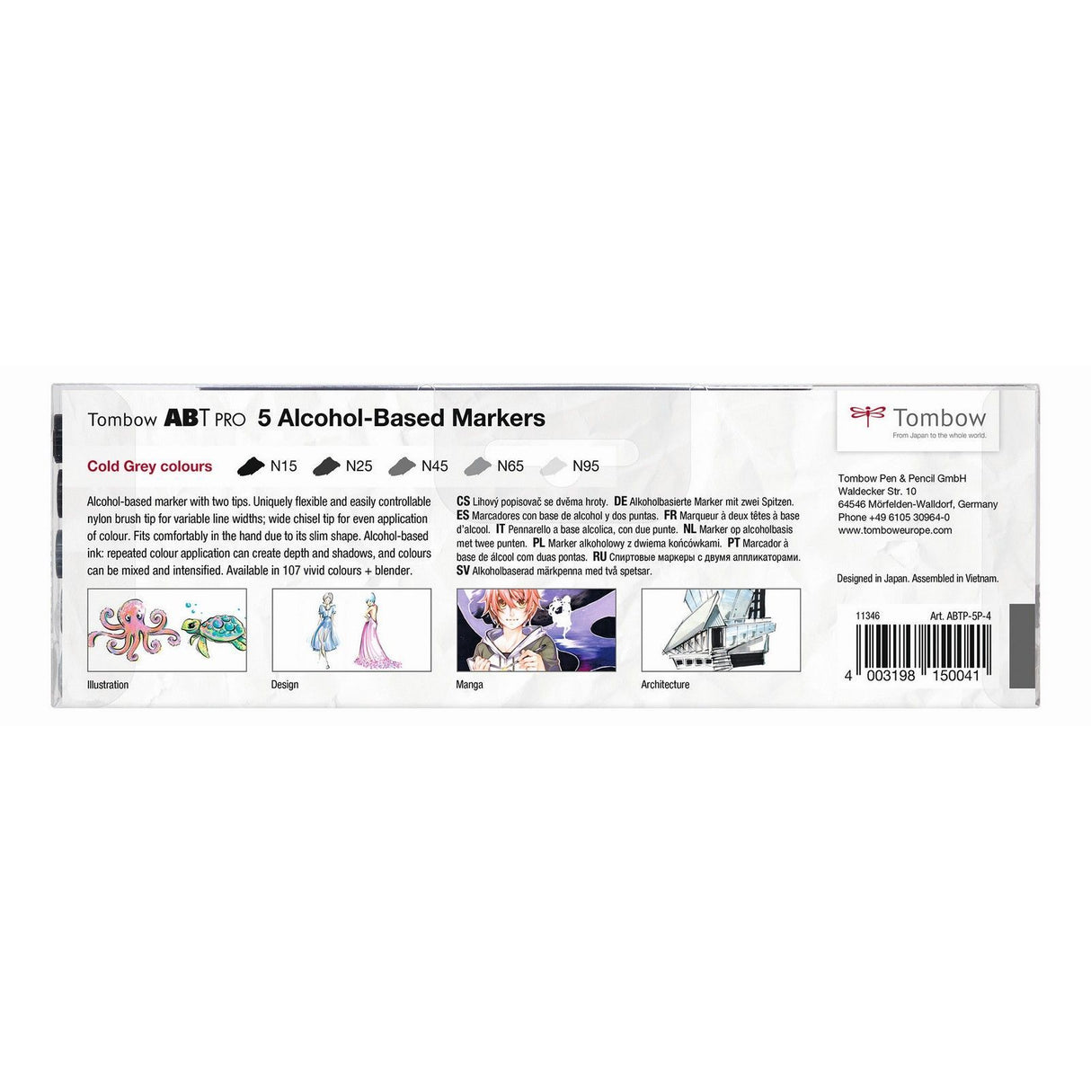 Tombow • abt pro marker set op alcohol basis koele grijze kleuren 5pcs