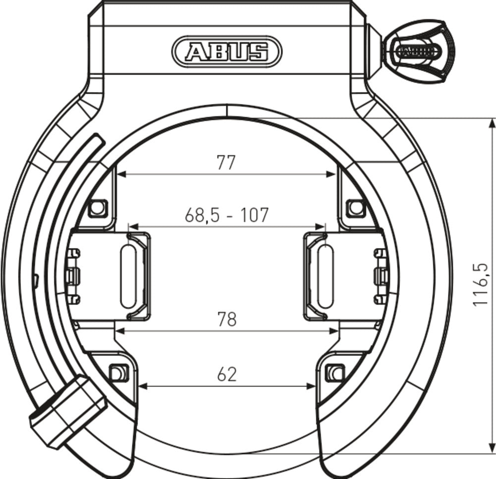Abus Frame ring lock 6950M R XPlus. Security Level 9. With large wheel opening