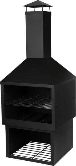 Kamin für Ambiente mit feuerresistenten Stahl 44 x 44 x 118 cm schwarz