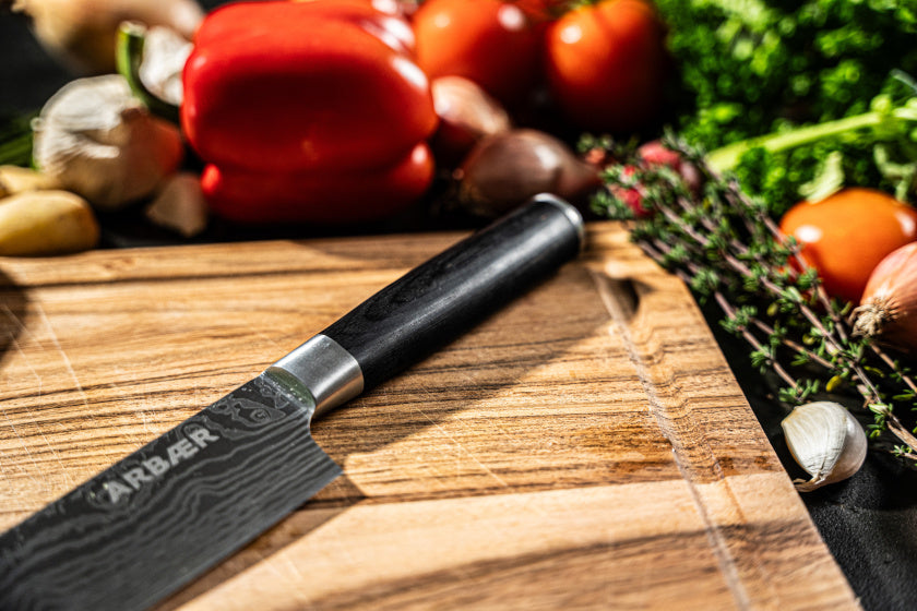 Arbaer chef's knife 20 cm Japanese damascus print pakka wooden handle