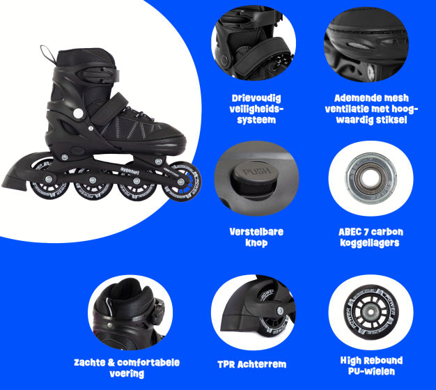 Aventuri patines en linea ajustables bota semiblando negro talla 38-41 (l)