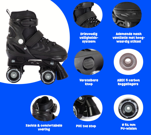 Aventuri patins à roulettes réglables botte semi-souple noir taille 35-38 (m)