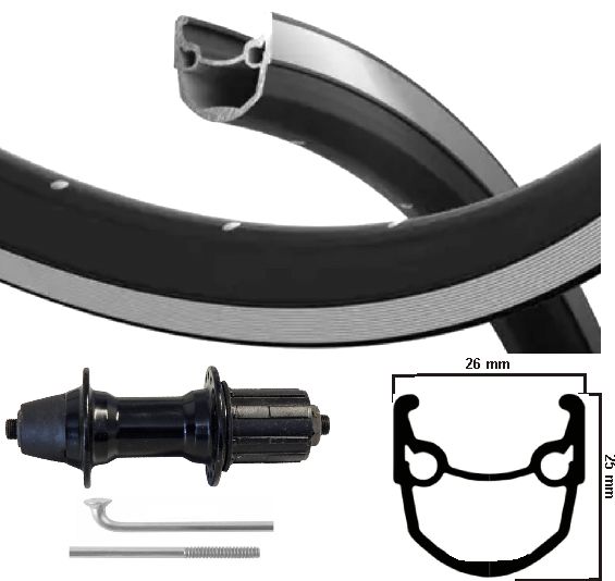 KGs Hinterrad 28 Zoll (622) Stratos Swil Silber 7 Geschwindigkeit schwarze Ausfälle