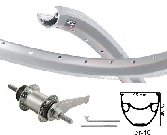 KGS bakhjul 28 tommer (622) Alu Rim Mach Silver Ventura Remnaaf