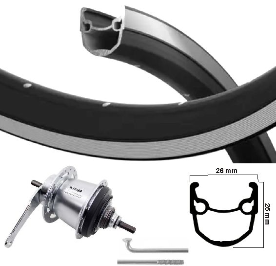 Rueda trasera kgs 28 pulgadas (622) stratos negro plata buje freno nexus 7