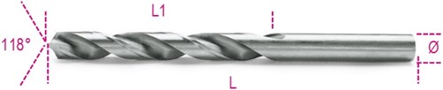 Beta spiraalboren, korte uitvoering hss volledig geslepen glimmende afwerking 412 2,50 - 004120058