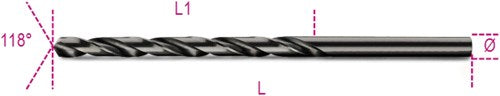 Beta spiraalboren, lange uitvoering hss volledig geslepen gebruneerd 412l 2,00 - 004120232