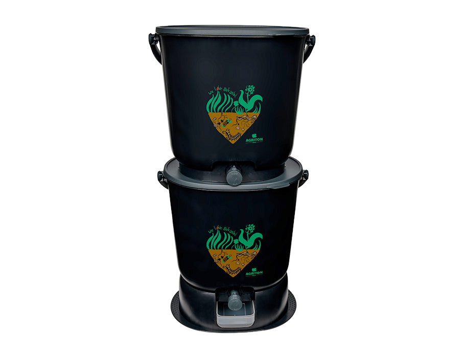 Em agriton bokashi kitchen bucket - essential black - complete set