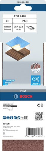 Accesorios bosch 3 neumáticos 75x533 x440, ideal para madera+pintura, k40 - 2608606069