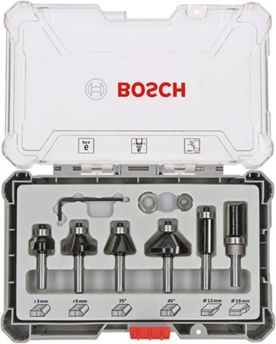 Аксесоари Bosch Смесен комплект фрези от 8 части - диаметър на стеблото 6 mm - 2607017468