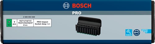 Bosch accessoires 9-delige krachtdoppenset 77 mm, 10; 11; 13; 17; 19; 21; 22; 24; 27 mm - 2608003040