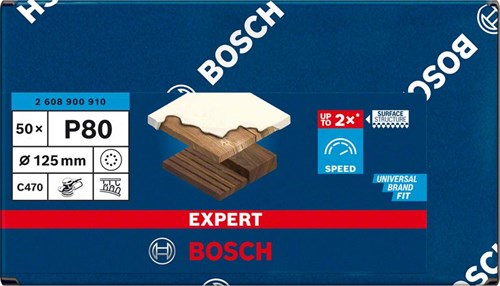 Bosch tartozékok expert c470 csiszolópapír excenter csiszolókhoz 125 mm, 8 lyuk, k80 50 darabos - 1 darab - 2608900910