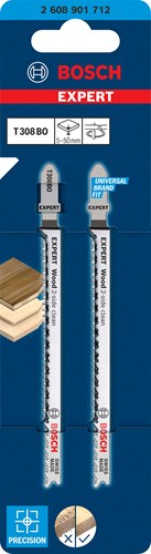 Boschin lisävarusteiden asiantuntija-pistosahanterä t308bo 2kpl puuta 2-puolinen puhdas - 2608901712