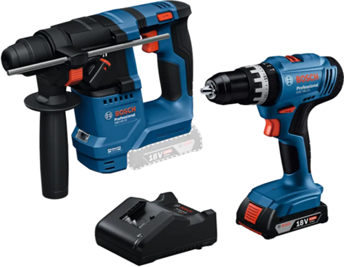 Bosch sininen yhdistelmäsarja 18v gsb 18v-25 akkuiskupora + gbh 18v-18 vasarapora +1x2.0ah+gal 18v-20 - 0615a5007p