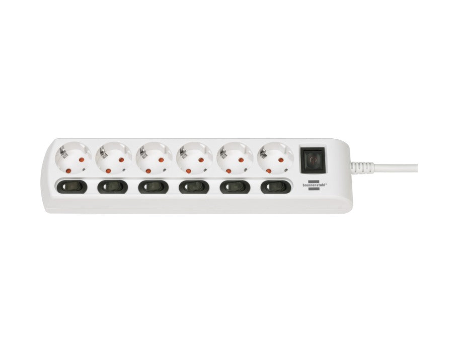 Brennenstuhl individually switchable socket strip 6-way white