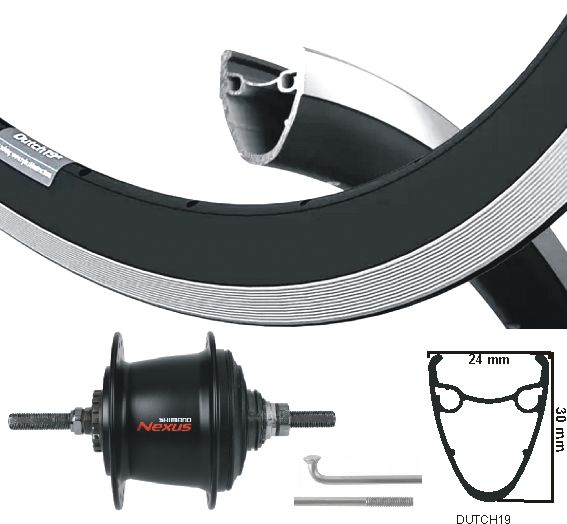 KGS Hinterrad 28 Zoll (622) Ryde Rim Black Nexus 8 RB und Velgrem Schwarz