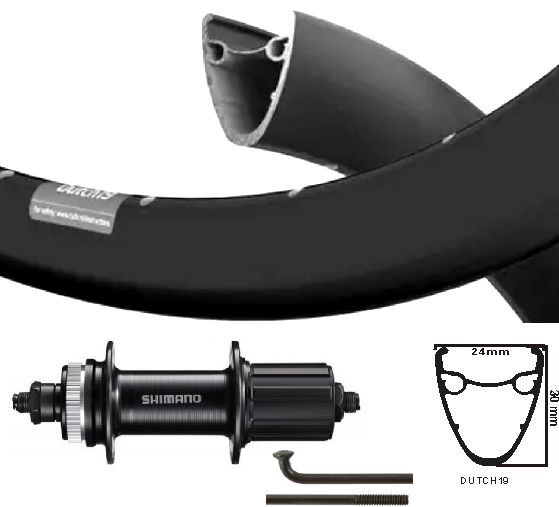 KGS Roue arrière 28 pouces (622) Ryde Dutch Rim + Spaak Black Cass Centerl 8-10 Sp