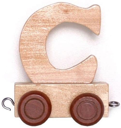 Bongers toy wooden letter C with wheels 6 cm high