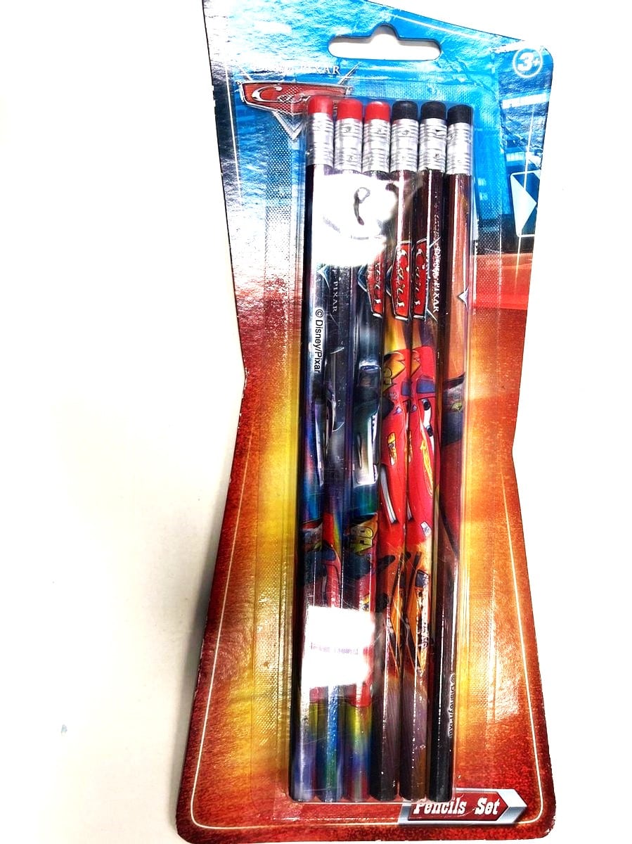 Van der doelen 6 potloden cars disney met gummetjes