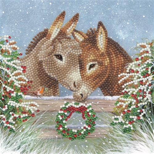 Fire Unit Diamond Painting - Christmas Card of Donkeys in Love