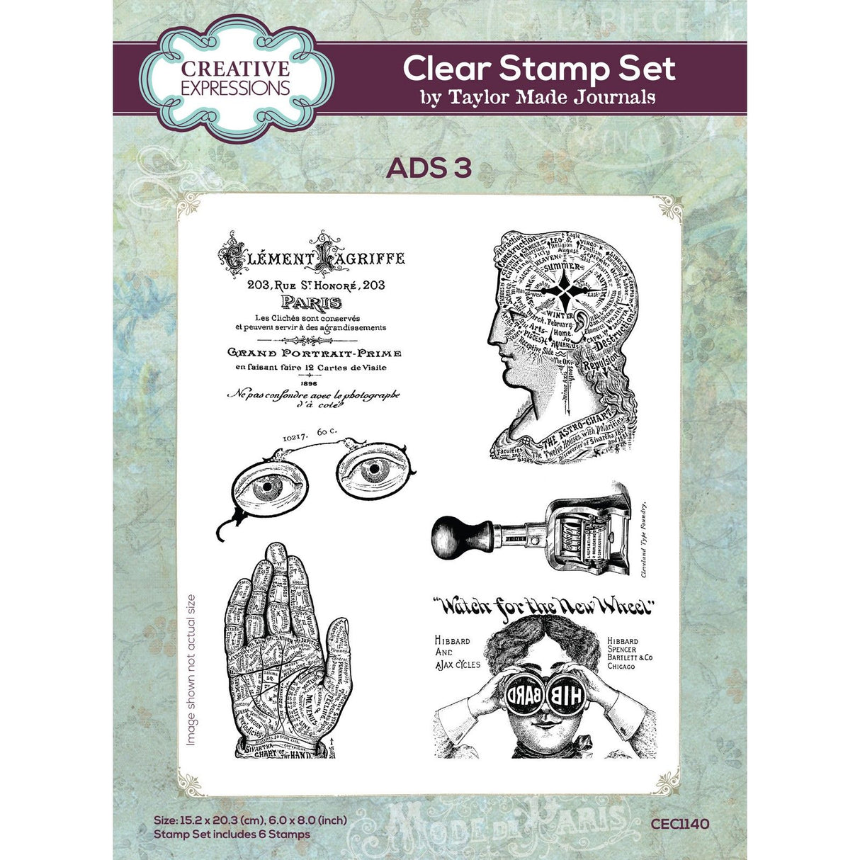Creative expressions • taylor made journals ads 3 clear stamp set