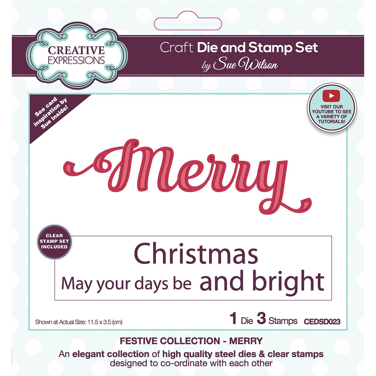 Creative expressions • sue wilson snijmal stempel set merry
