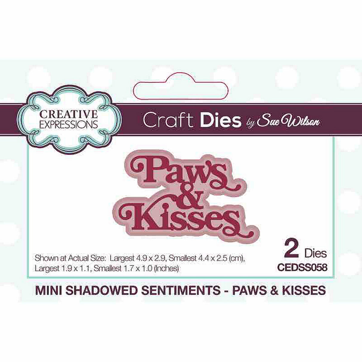 Creative expressions • sue wilson mini shadowed sentiments paws kisses craft die