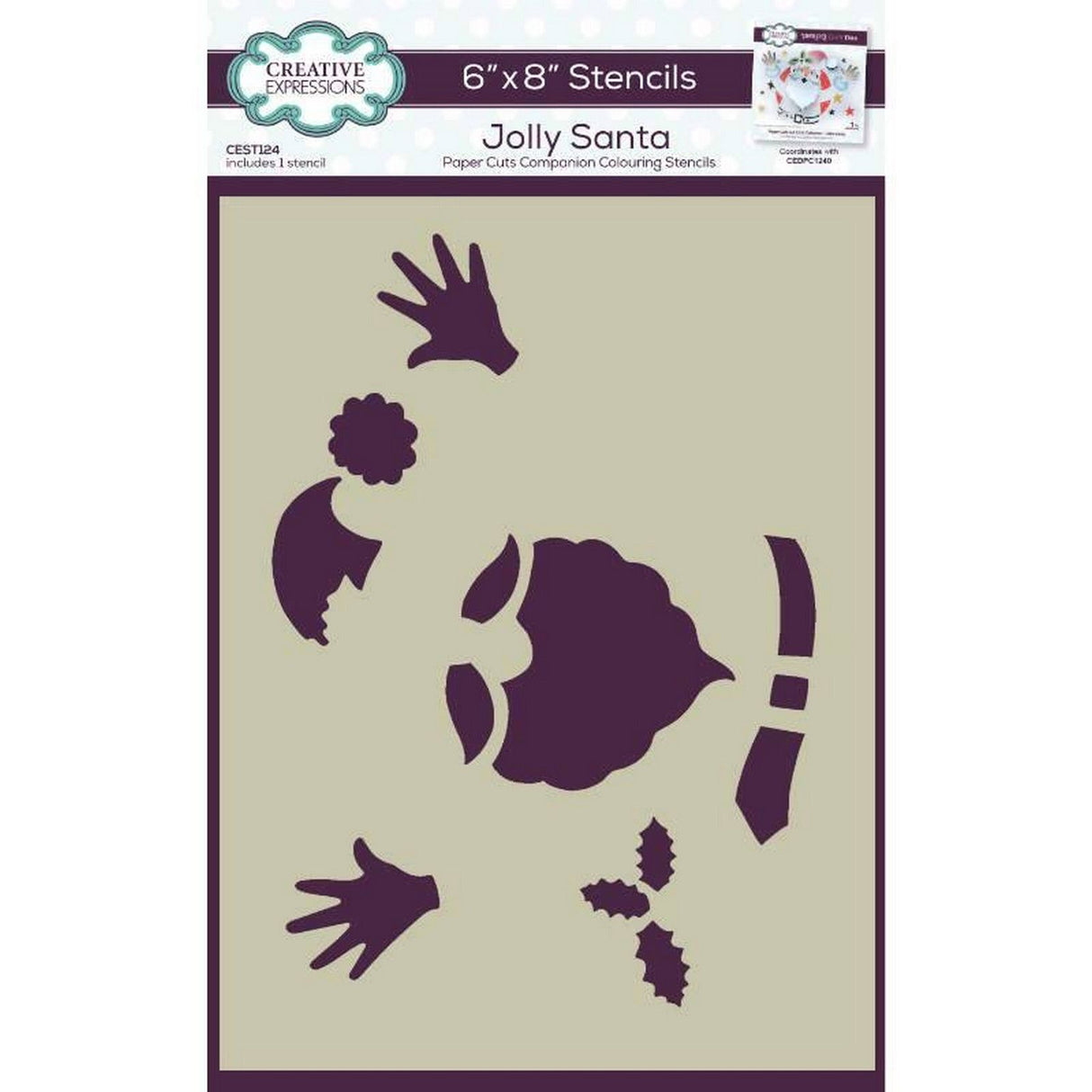 Creative expressions • companion colouring stencil jolly santa 15x20,8cm