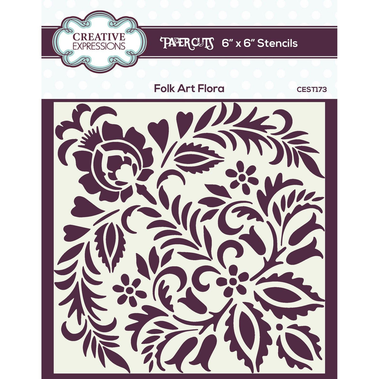 Creative expressions • paper cuts folk art flora 6 in x 6 in stencil