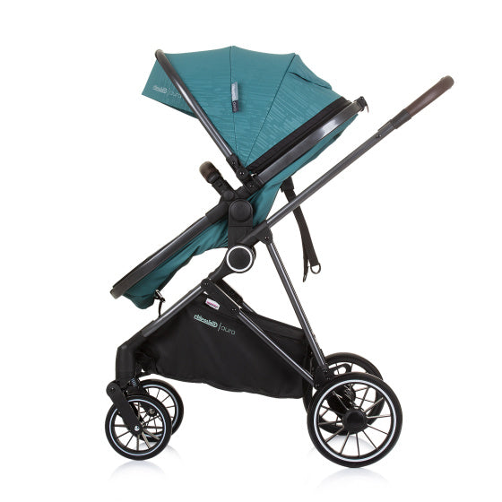Chipolino aura foldable 3-in-1 stroller with diaper bag teal petrol blue black