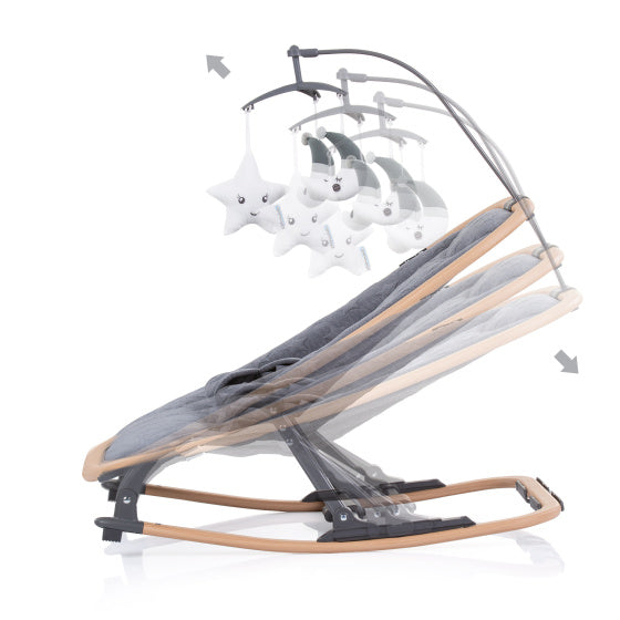 Chicholino Velvet pliable chaise à bascule avec graphite mobile Bége gris