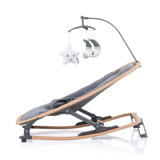 Chicholino Velvet pliable chaise à bascule avec graphite mobile Bége gris