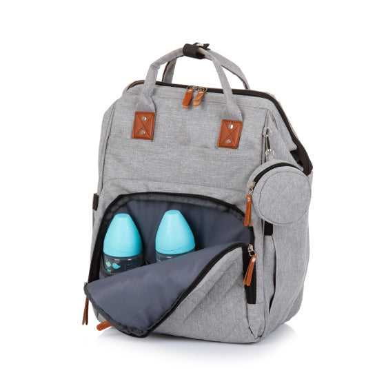 Sac à couches de sac à dos chipolino avec beaucoup d'espace de stockage supplémentaire gris cendré