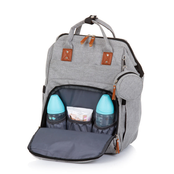 Sac à couches de sac à dos chipolino avec beaucoup d'espace de stockage supplémentaire gris cendré