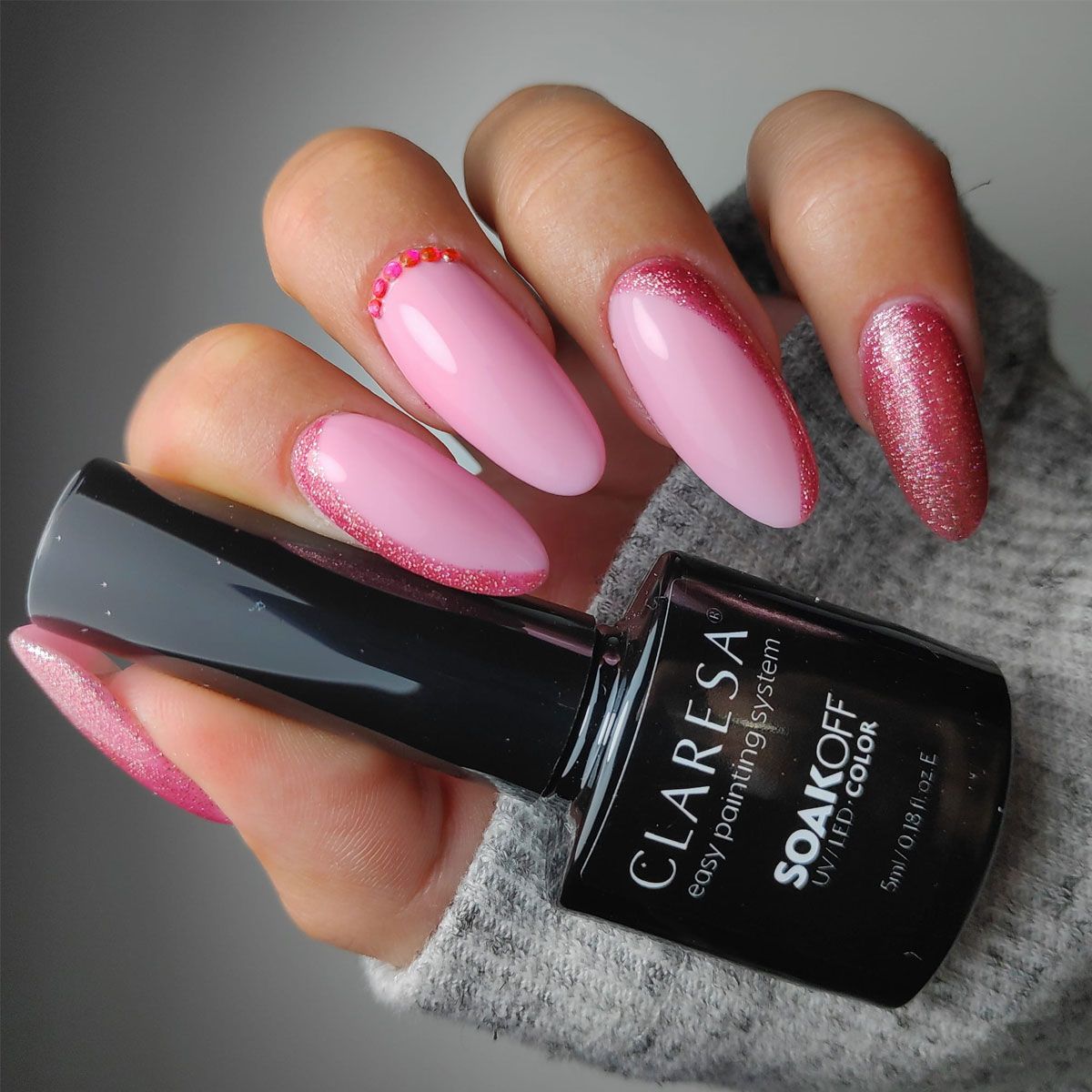 Claresa UV LED Gel Polish 5ml Full Glitter 5 Warm Pink