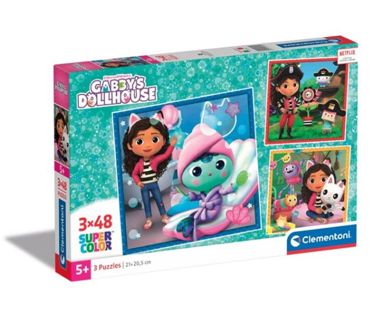 Clementoni Jigsaw Puzzle Super Color Square Gabbys Poppenhuis II, 3x48st.