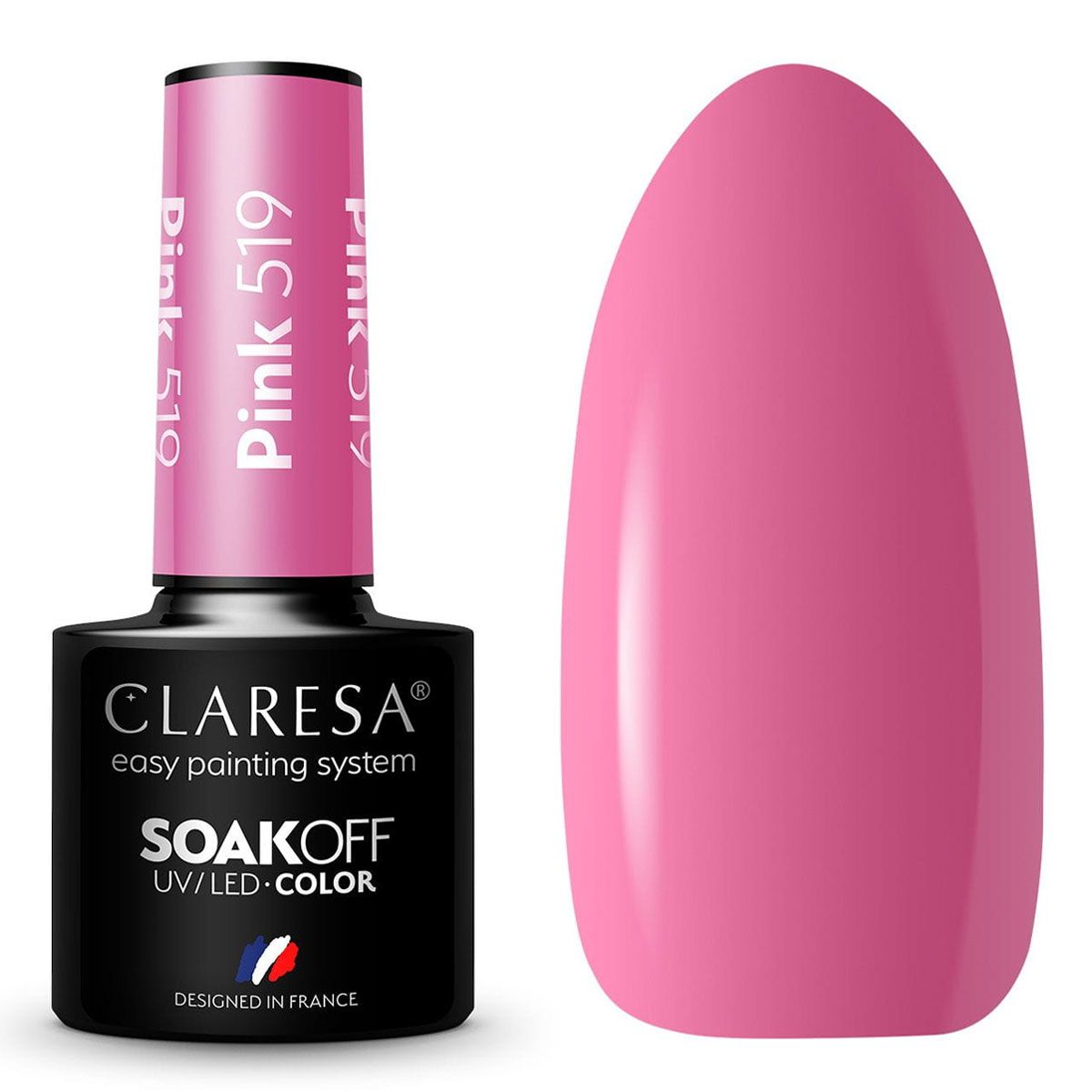 Claresa uv led gellakk 5ml rosa 519 solfylt hage