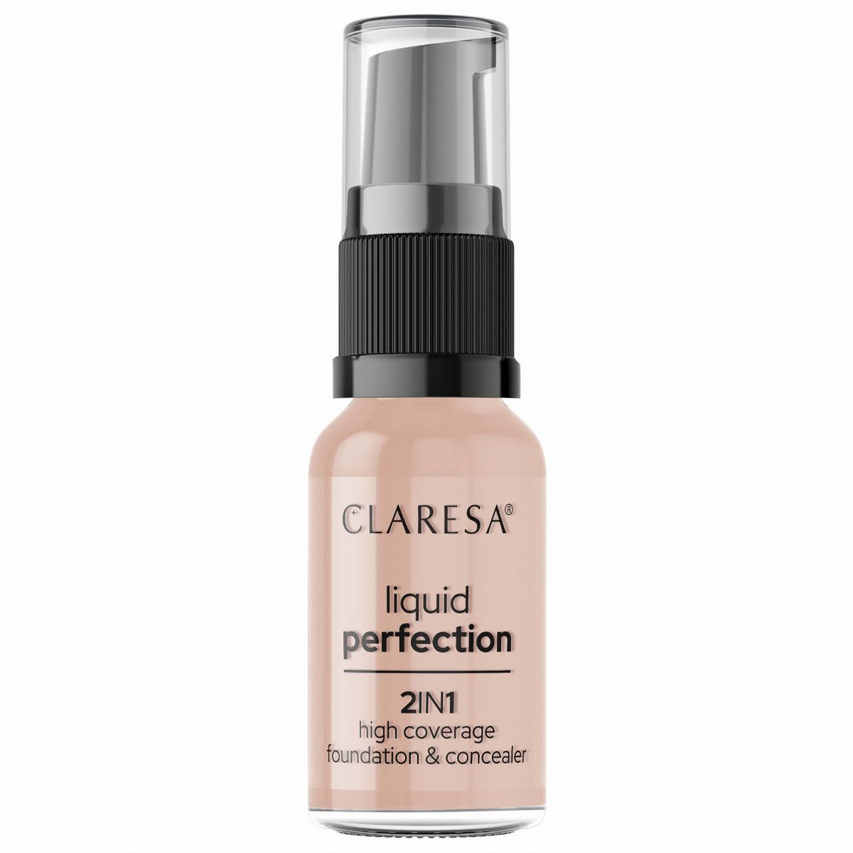 Corretivo e base 2 em 1 Claresa Liquid Perfection 104 nude 18gr.