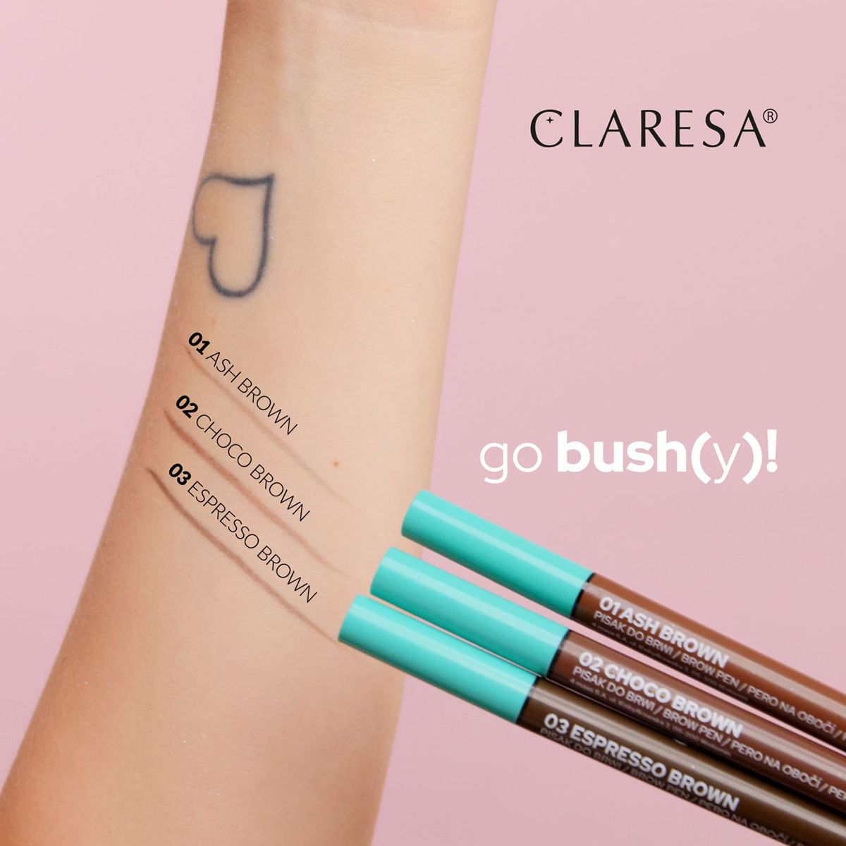 Claresa go bushy eyebrow pen 02 choco brown