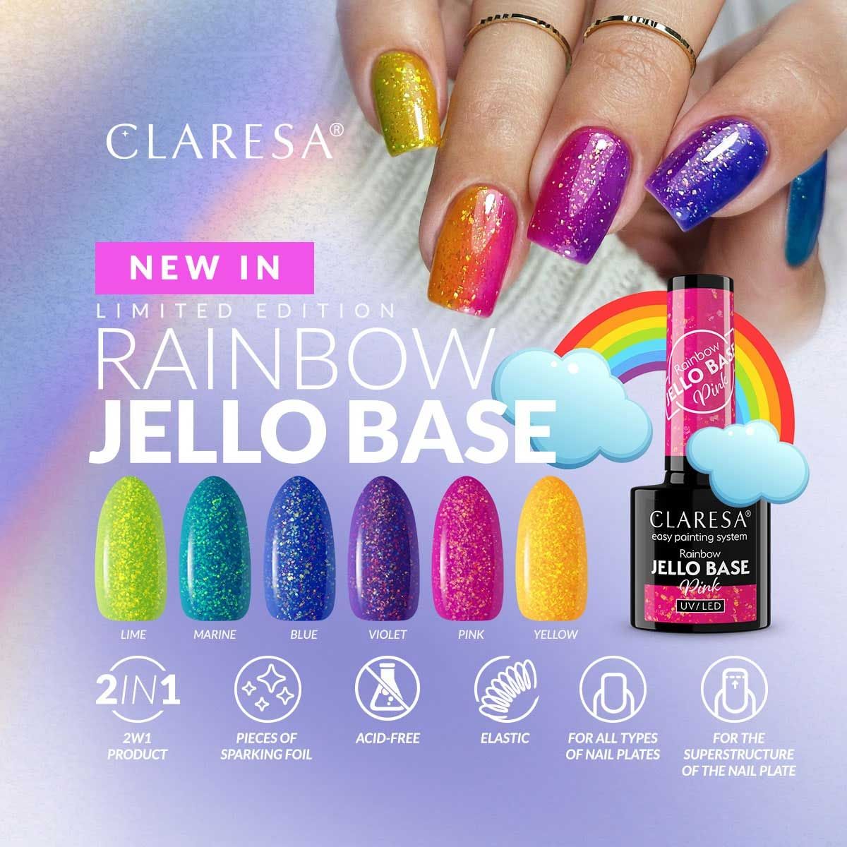 Claresa rainbow jello base coat lime 5ml
