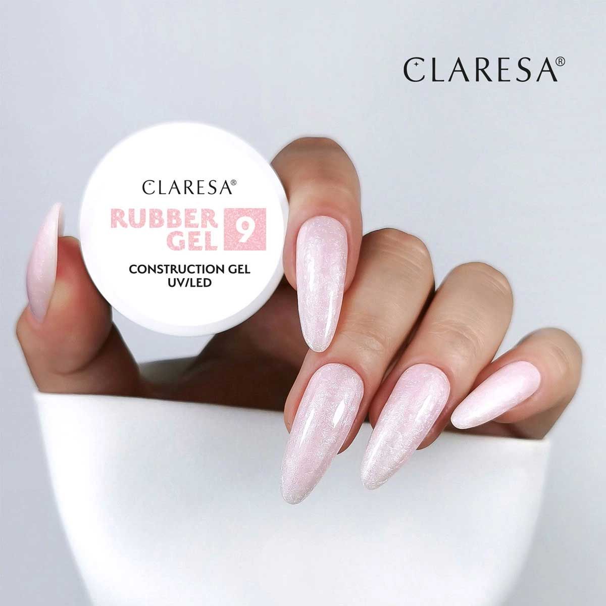 Claresa gummi gel 9 sparkle rosa 90gr.