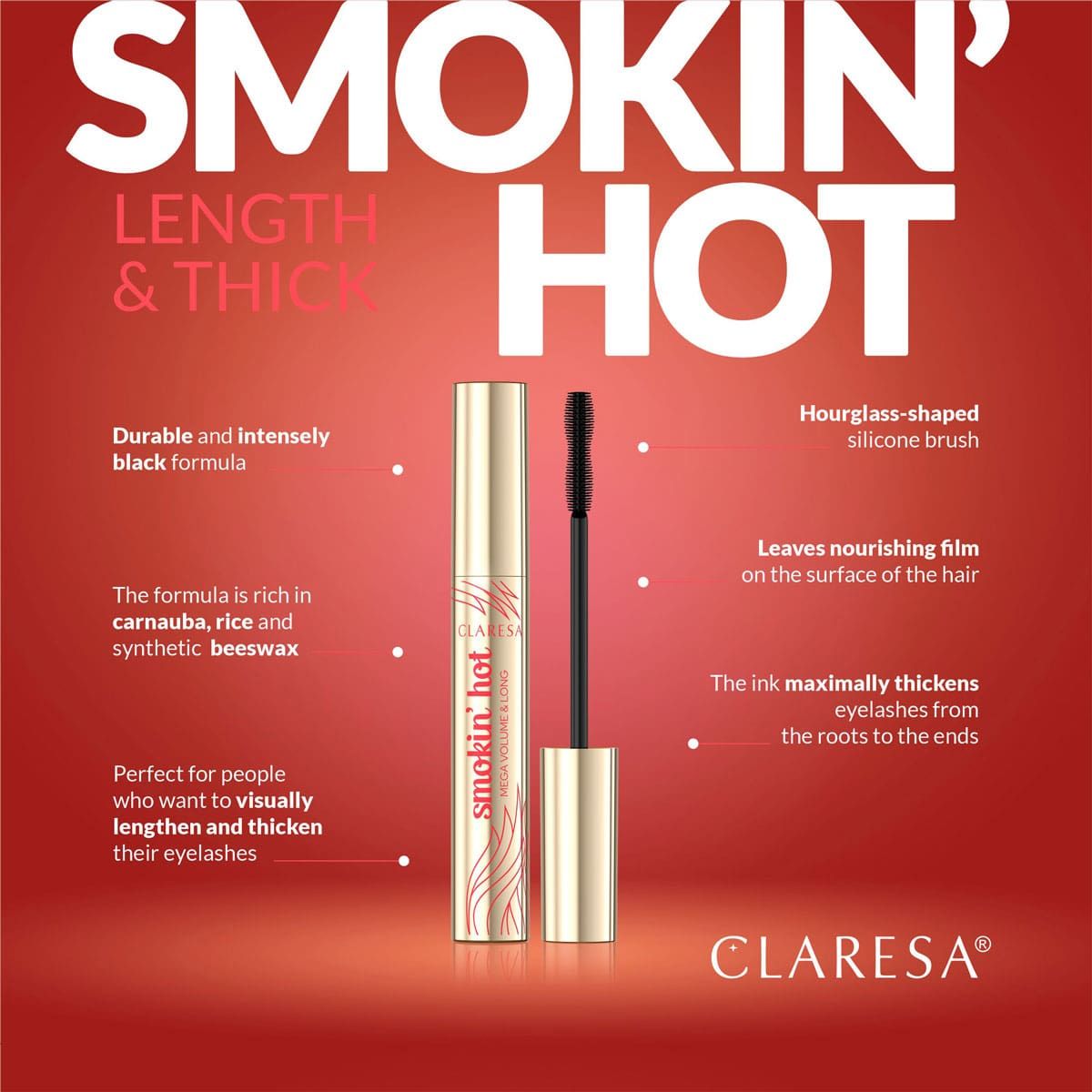 Claresa smokin' hot mascara sort 10ml