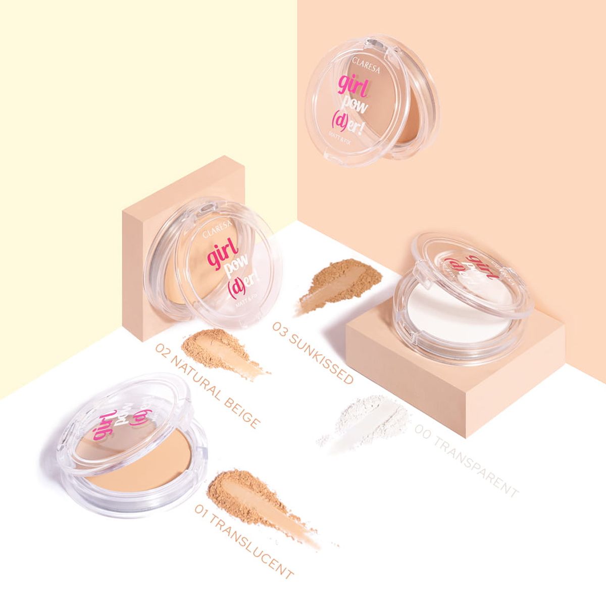 Claresa girl pow(d)er! matt fix pressed powder 02 natural beige 12gr.