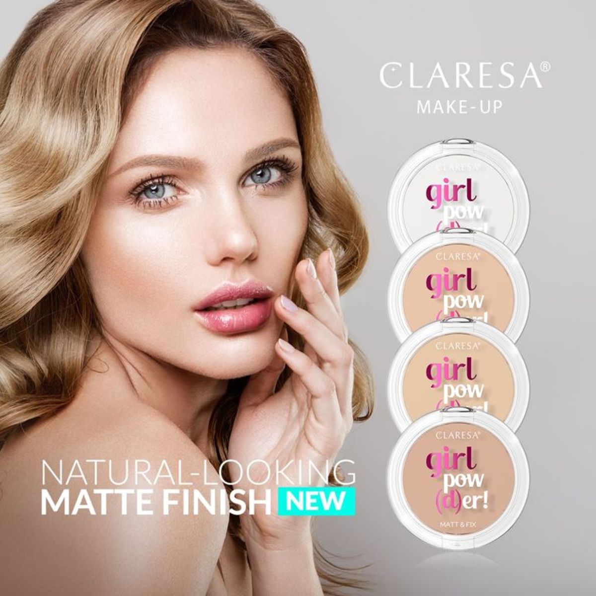Claresa girl pow(d)er! matt fix pressed powder 02 natural beige 12gr.