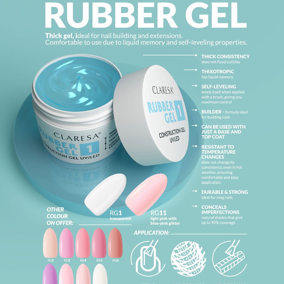 Claresa rubber gel 1 transparent 45gr.